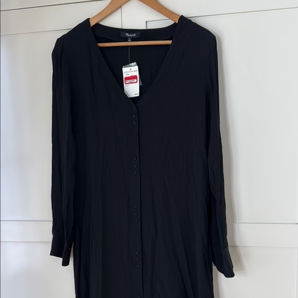 Madewell Black Button-Up Long Sleeve Dress small NWT - Picture 6 of 8